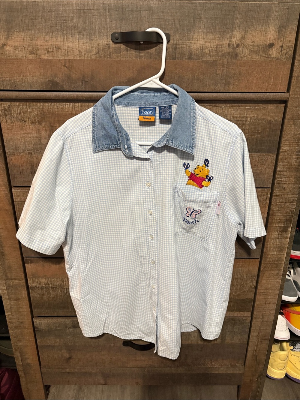 Vintage Pooh Short Sleeve Button Down Shirt.
